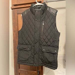 Men's Fried Black Quilted Vest Medium